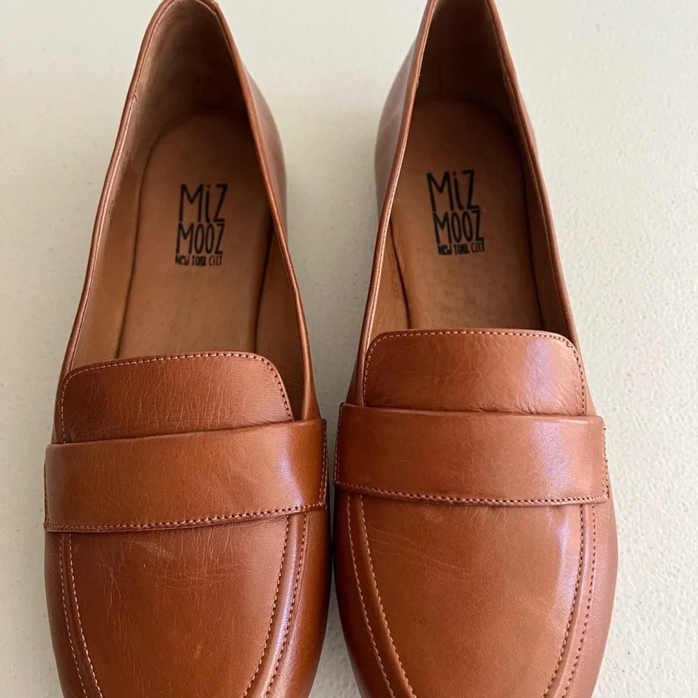 Miz Mooz KEN Leather Loafers, Made in Portugal, Brandy, Women’s EU Size 39 NEW